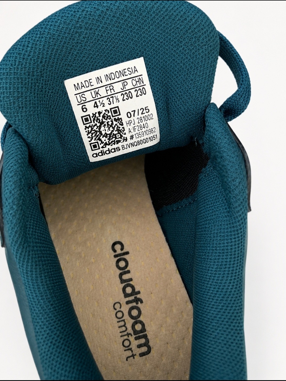 Adidas Teal Leather Sneaker with White Stripes - Picture 4 of 6